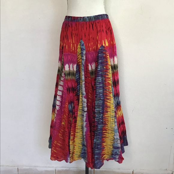 Chelsea & Theodore Women Vibrant Multi-Color Abstract Urban Artsy Maxi Skirt L - Picture 9 of 12